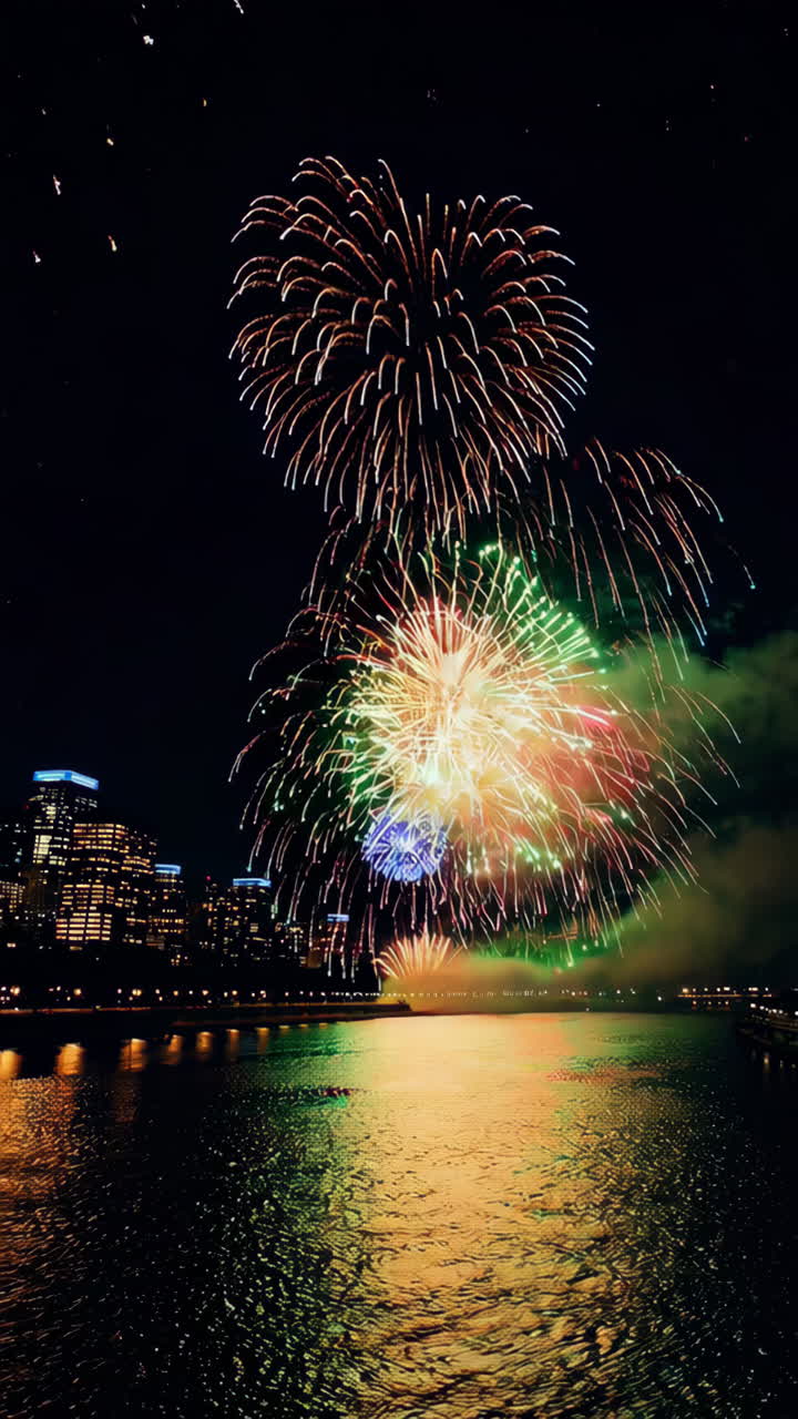 fuegos artificiales coloridos sobre la ciudad