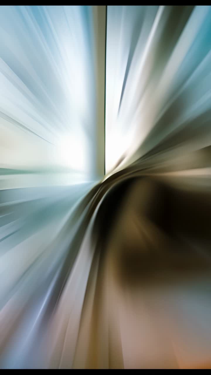 Vertical video: On playback start, radial blur zooming to vertical bar with blue-brown streaks