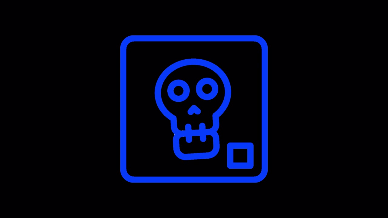 Animated Blue Skull Icon with Moving Jaw on Black Background | Premium ...