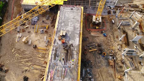 construction crane and workers top view