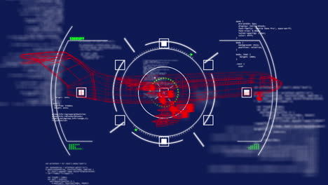 animación del procesamiento de datos y el escaneo de alcances sobre fondo azul