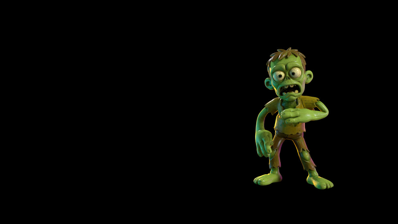 Personagem de Zumbi Verde Animado em Loop de Caminhada