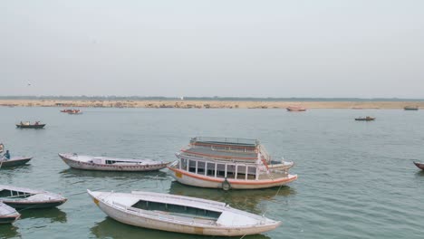 motion time lapse of the ganges river at varanasi.