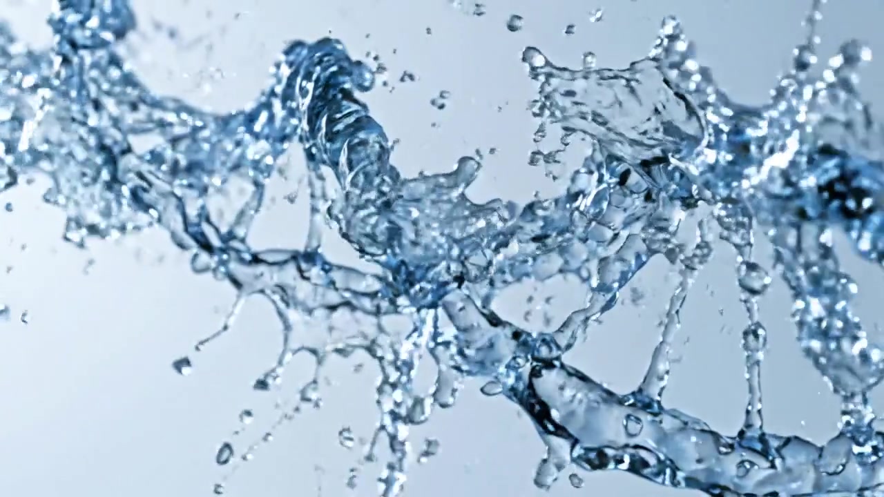 Double hélice d'ADN transparente formée par des particules bleues sur fond blanc