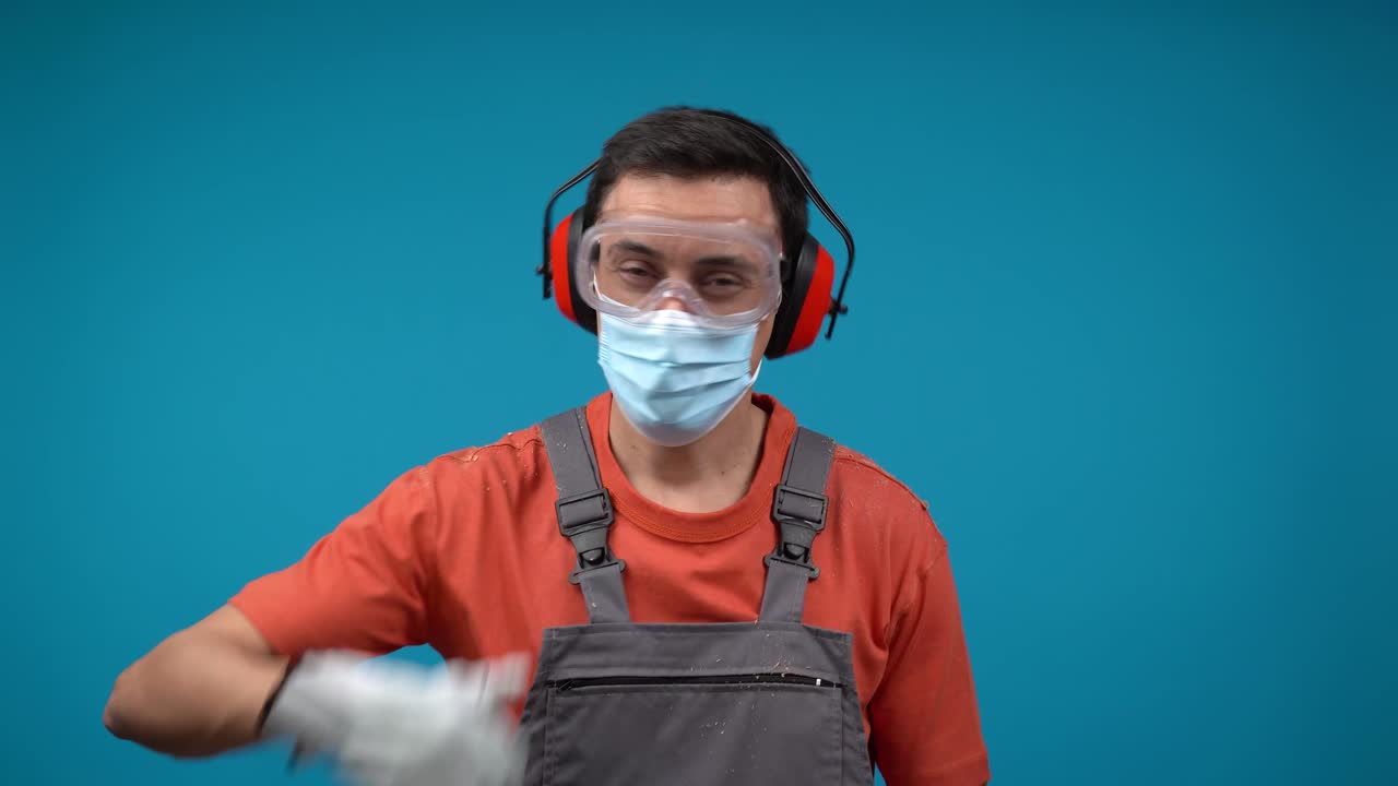 Man in Protective Gear with Mask and Safety Equipment