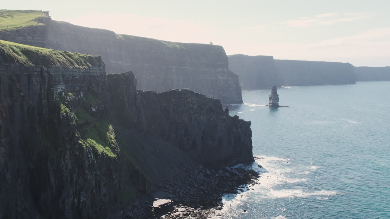 Slow camera pan of epic backlit Cliffs of Moher in Ireland | Premium ...