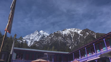 day timelapse of the annapurna mountain range in the morning from dhikurpokhari, on the way to manang