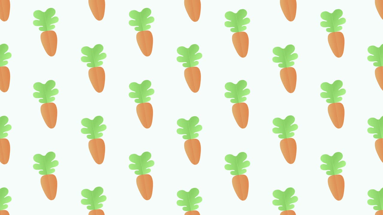 오렌지 당근을 가진 배경 패턴 - 당근 채소 애니메이션