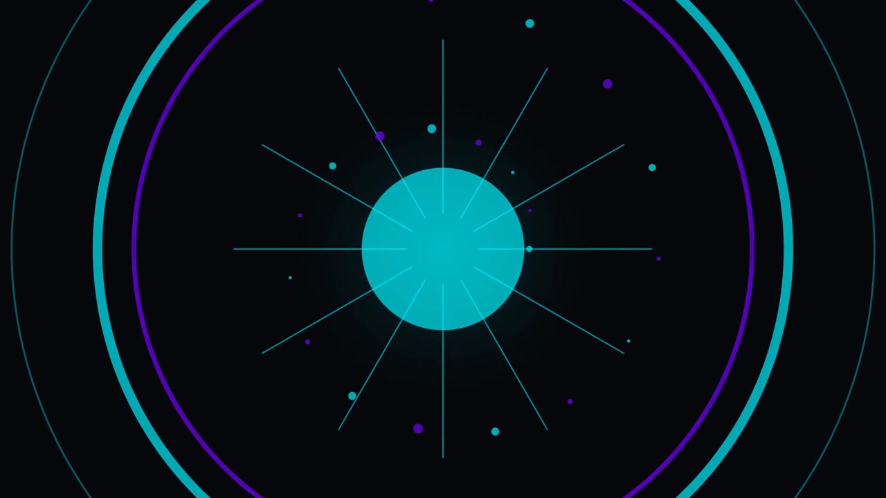 Abstract Motion Graphic of Expanding Cyan and Purple Circles
