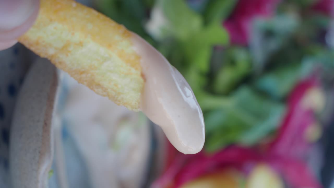 French fry with dipping sauce