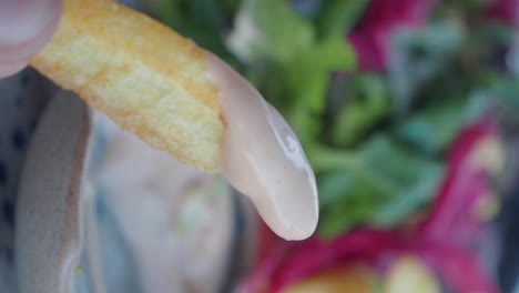 french fry with dipping sauce