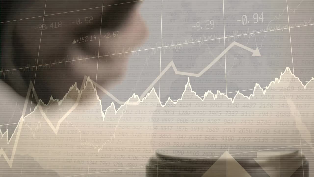 비즈니스 그래프를 보여주는 개념적 디지털 애니메이션 4k