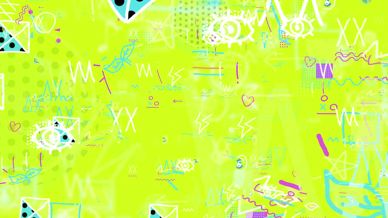 Doodles pop modernos, coloridos e alegres [loop]
