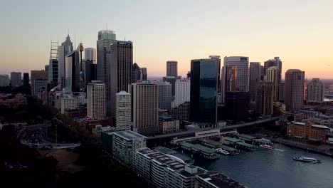 beautiful aerial cityscape skyline on dawn morning