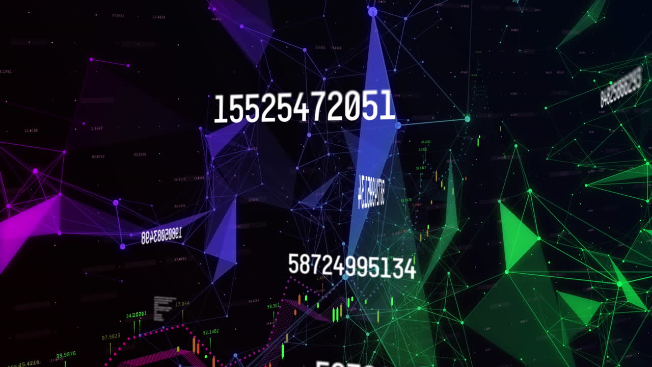 검은색 배경에 데이터 처리 및 연결 네트워크의 애니메이션