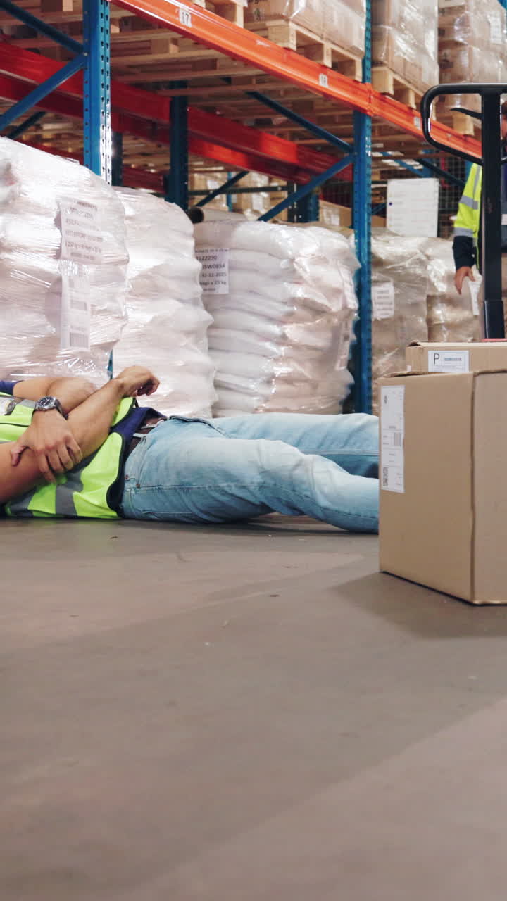 Warehouse Accident: Injured Worker on Floor
