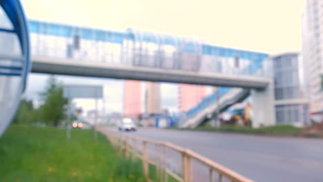 elevated pedestrian crossing. safe passage across the road. blur. view from road.