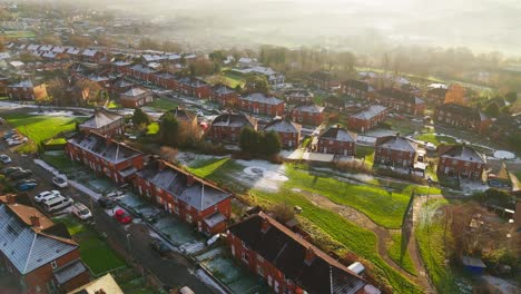 red brick terraced council community houses in the uk