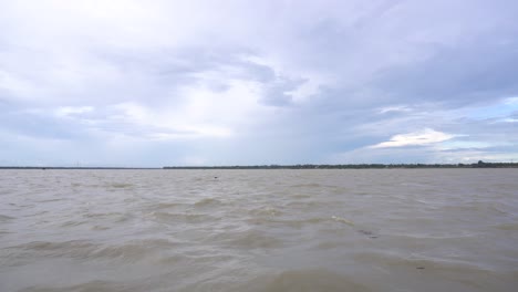 the water is blowing over the river