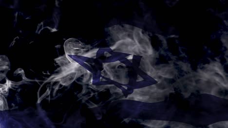 the israeli flag waving through the fog