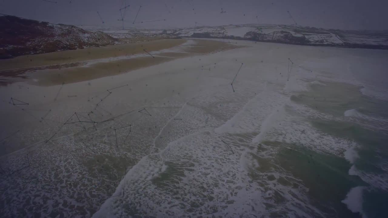 Animation of network of connections over seascape