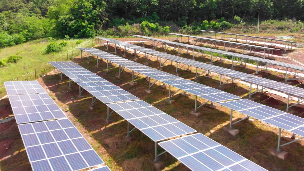 Fly in towards solar power panels