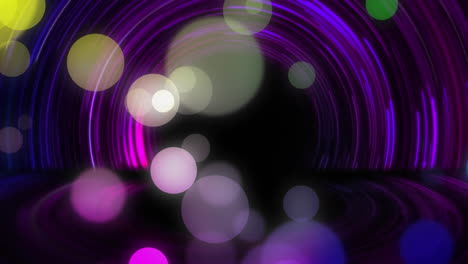 animación de destellos de lentes iluminados sobre un túnel circular contra un fondo negro