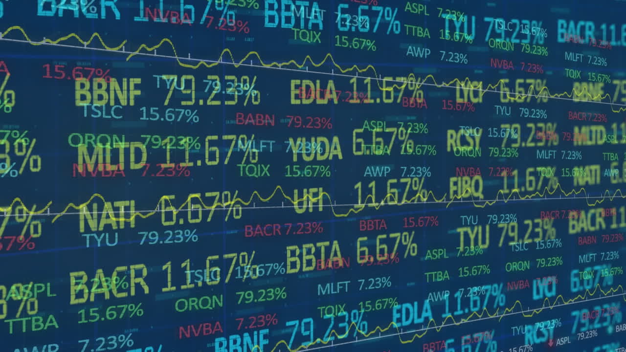 Animation of financial data processing over screens