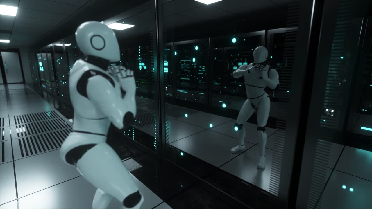 robots en un centro de datos