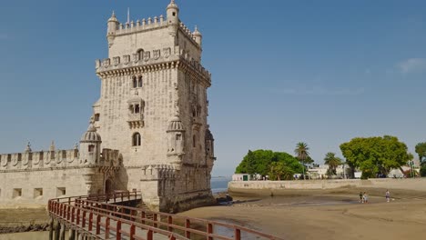 view of the historic belem tower in lisbon, portugal