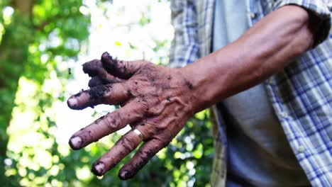 senior man cleaning his hands