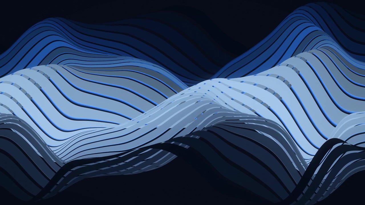 Undulating flowing blue lines or ribbons, slow motion waves of abstract background, serene and sophisticated visual, perfect for modern design