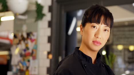 beautiful waitress standing in cafe 4k
