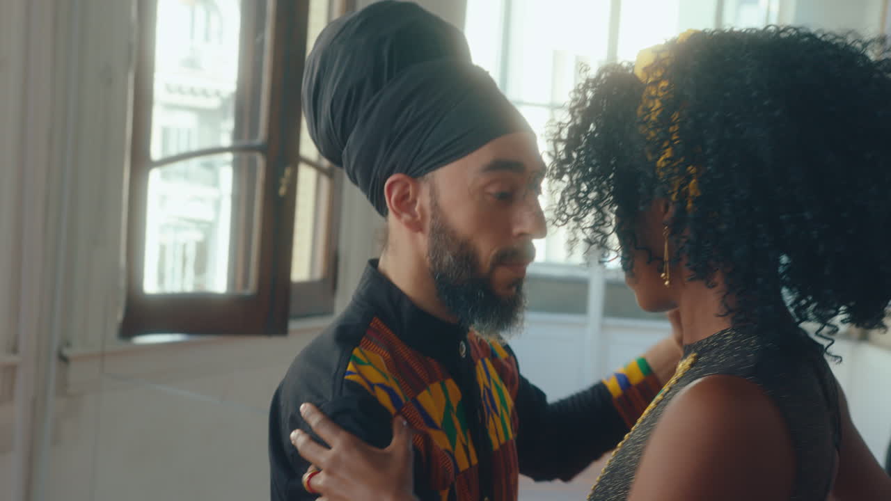 Tango Dancers Dancing on a Rehearsal in Studio