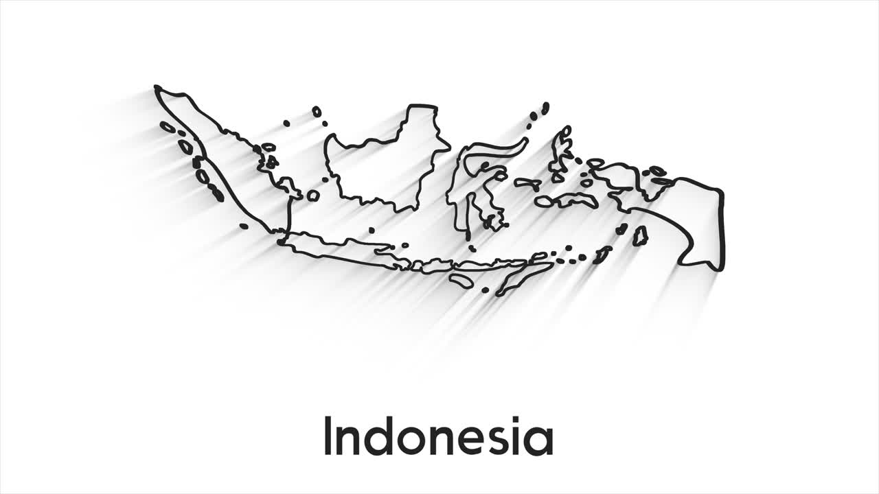 mapa de indonesia mostrando introducción por regiones 4k animación mapa de indonesia introducción fondo con países que aparecen y se desvanecen uno por uno y movimiento de la cámara