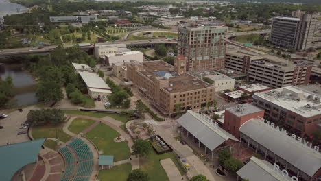 daytime aerial over arkansas river downtown little rock arkansas usa