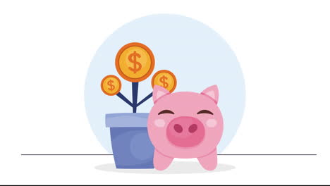 piggy savings money financial animation