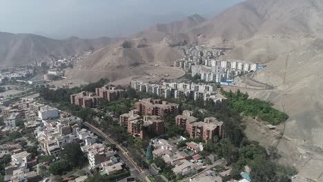aerial shot of suburbs in lima peru