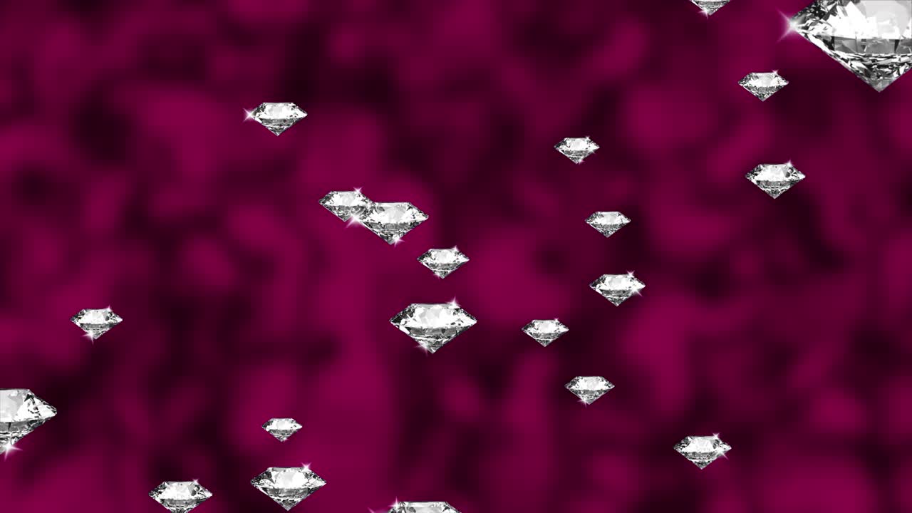 천천히 떨어지는 다이아몬드 보석 3d 루프 애니메이션 녹색 스크린 배경