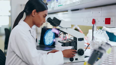 science, microscope and a student woman