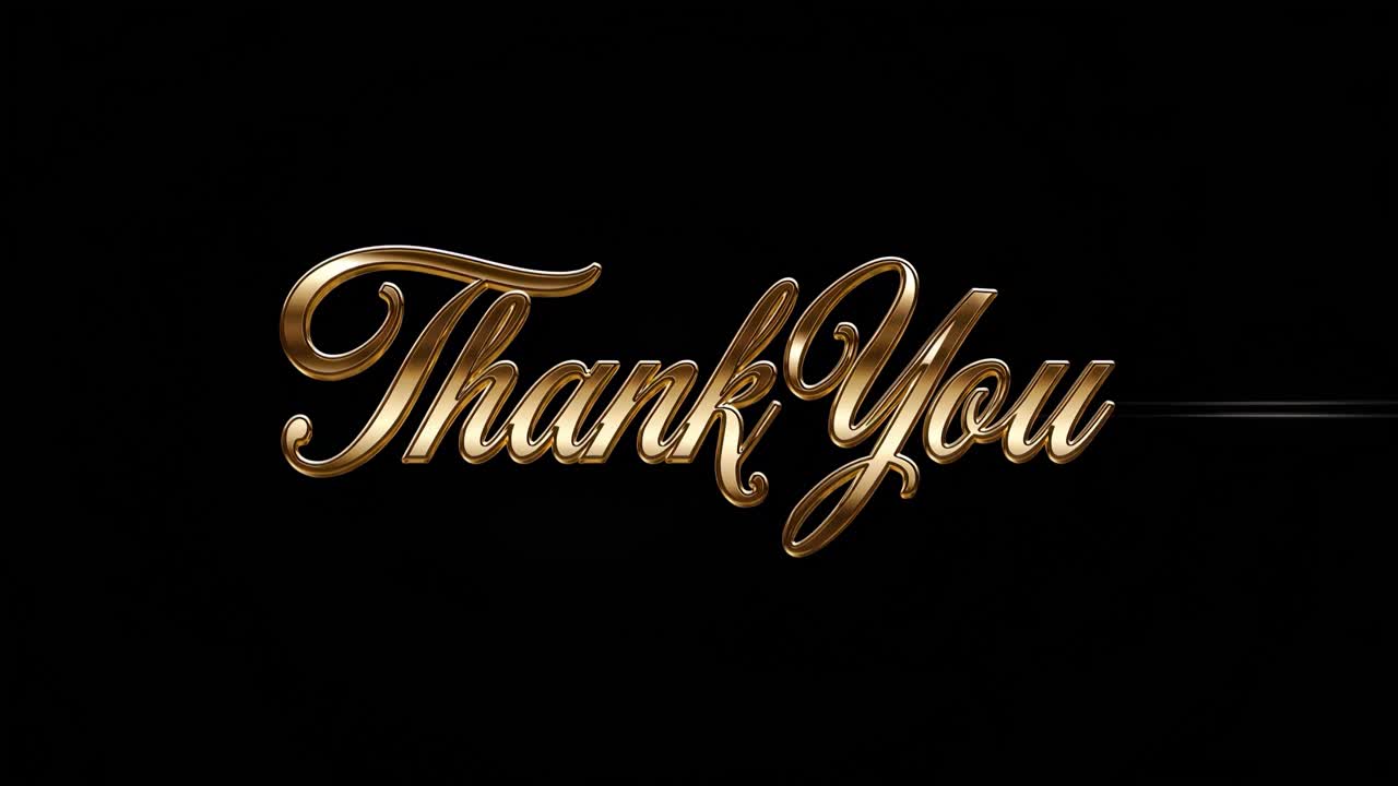 Elegant 'Thank You' text in ornate script on a dark background, captured with a centered, close-up