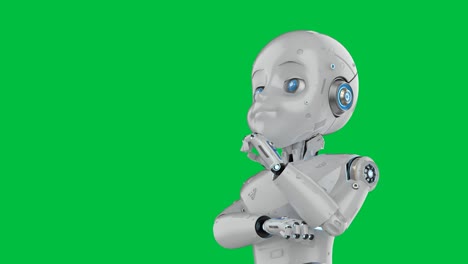 robot lindo con personaje de dibujos animados en la pantalla verde