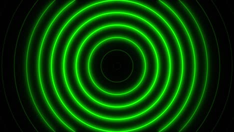 abstract seamless loop neon green concentric circle on a black background