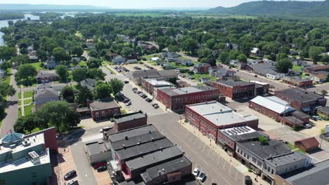 aerial view of a small american town