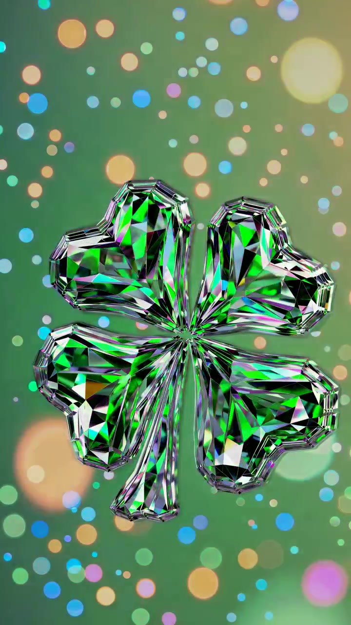 Animated Diamond Four Leaf Clover with Changing Background Colors
