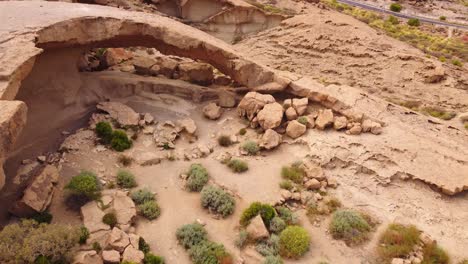 Natural-formed-rock-arch-in-Tenerife-island,-aerial-drone-view