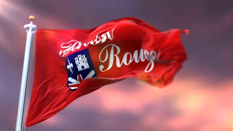 flag of baton rouge at sunset, louisiana in united states of america - loop