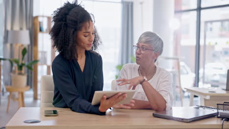 Team,-meeting-and-women-with-tablet-for-digital