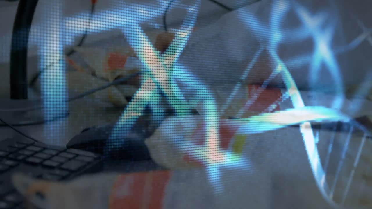 la estructura del adn gira en contra del científico que trabaja en el laboratorio.