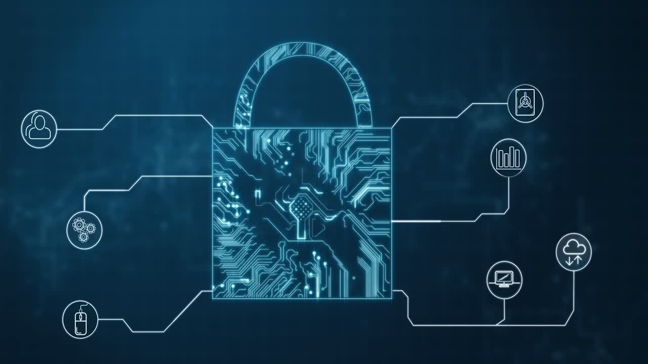 vídeo conceptual de la seguridad de la conexión del circuito